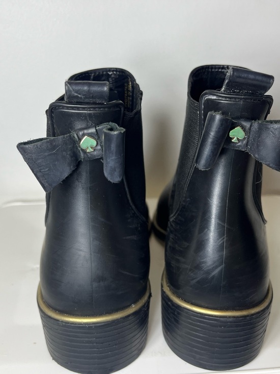 kate spade Black Chelsea Rain Booties with Gold Trim - Picture 9 of 13
